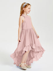 Junior Robes de Demoiselle d'Honneur Boho à la Mode Rose Poudré