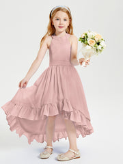 Junior Robes de Demoiselle d'Honneur Boho à la Mode Rose Poudré