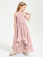 Junior Robes de Demoiselle d'Honneur Boho à la Mode Rose Poudré