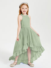 Junior Robes de Demoiselle d'Honneur Boho à la Mode Sauge Poudrée