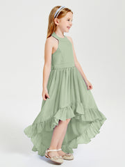 Junior Robes de Demoiselle d'Honneur Boho à la Mode Sauge Poudrée