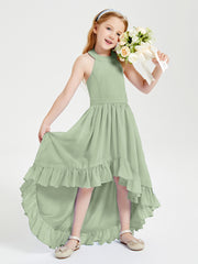 Junior Robes de Demoiselle d'Honneur Boho à la Mode Sauge Poudrée