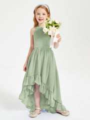Junior Robes de Demoiselle d'Honneur Boho à la Mode Sauge Poudrée