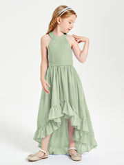 Junior Robes de Demoiselle d'Honneur Boho à la Mode Sauge Poudrée