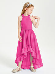 Junior Robes de Demoiselle d'Honneur Boho à la Mode Fuchsia
