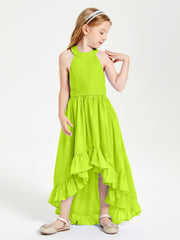 Junior Robes de Demoiselle d'Honneur Boho à la Mode Vert Citron
