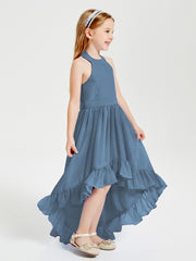 Junior Robes de Demoiselle d'Honneur Boho à la Mode Bleu de Schiste