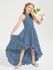 Junior Robes de Demoiselle d'Honneur Boho à la Mode Bleu de Schiste