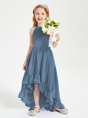 Junior Robes de Demoiselle d'Honneur Boho à la Mode Bleu de Schiste