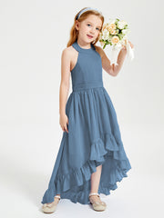 Junior Robes de Demoiselle d'Honneur Boho à la Mode Bleu de Schiste