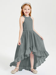 Junior Robes de Demoiselle d'Honneur Boho à la Mode Gris Acier