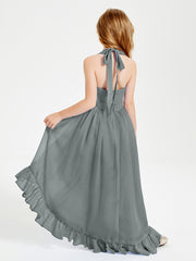 Junior Robes de Demoiselle d'Honneur Boho à la Mode Gris Acier