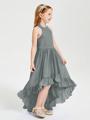 Junior Robes de Demoiselle d'Honneur Boho à la Mode Gris Acier