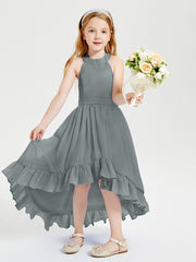 Junior Robes de Demoiselle d'Honneur Boho à la Mode Gris Acier