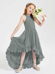 Junior Robes de Demoiselle d'Honneur Boho à la Mode Gris Acier