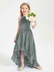 Junior Robes de Demoiselle d'Honneur Boho à la Mode Gris Acier