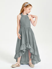 Junior Robes de Demoiselle d'Honneur Boho à la Mode Gris Acier