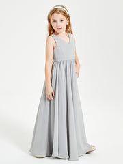 Robes de Demoiselle d'Honneur Junior Élégantes Sans Manches Argent