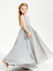 Robes de Demoiselle d'Honneur Junior Élégantes Sans Manches Argent