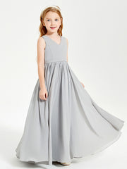 Robes de Demoiselle d'Honneur Junior Élégantes Sans Manches Argent
