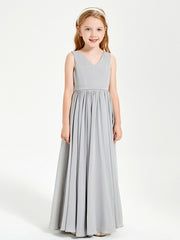 Robes de Demoiselle d'Honneur Junior Élégantes Sans Manches Argent