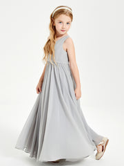 Robes de Demoiselle d'Honneur Junior Élégantes Sans Manches Argent