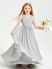 Robes de Demoiselle d'Honneur Junior Élégantes Sans Manches Argent