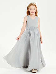 Robes de Demoiselle d'Honneur Junior Élégantes Sans Manches Argent