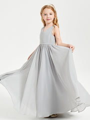 Robes de Demoiselle d'Honneur Junior Élégantes Sans Manches Argent