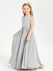 Robes de Demoiselle d'Honneur Junior Élégantes Sans Manches Argent