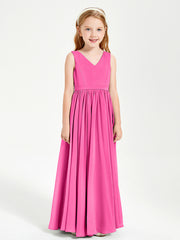 Robes de Demoiselle d'Honneur Junior Élégantes Sans Manches Azalée
