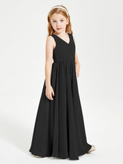 Robes de Demoiselle d'Honneur Junior Élégantes Sans Manches Noir