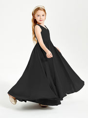 Robes de Demoiselle d'Honneur Junior Élégantes Sans Manches Noir
