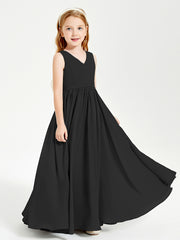 Robes de Demoiselle d'Honneur Junior Élégantes Sans Manches Noir