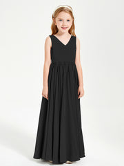 Robes de Demoiselle d'Honneur Junior Élégantes Sans Manches Noir