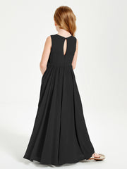 Robes de Demoiselle d'Honneur Junior Élégantes Sans Manches Noir