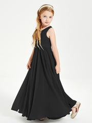 Robes de Demoiselle d'Honneur Junior Élégantes Sans Manches Noir