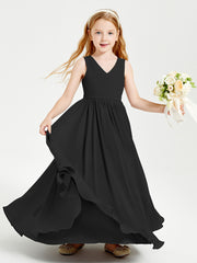 Robes de Demoiselle d'Honneur Junior Élégantes Sans Manches Noir