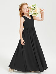 Robes de Demoiselle d'Honneur Junior Élégantes Sans Manches Noir