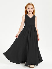 Robes de Demoiselle d'Honneur Junior Élégantes Sans Manches Noir