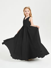 Robes de Demoiselle d'Honneur Junior Élégantes Sans Manches Noir