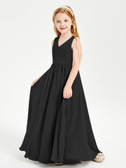 Robes de Demoiselle d'Honneur Junior Élégantes Sans Manches Noir