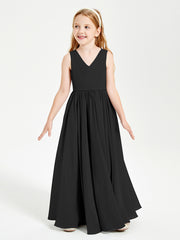 Robes de Demoiselle d'Honneur Junior Élégantes Sans Manches Noir