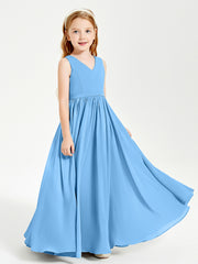 Robes de Demoiselle d'Honneur Junior Élégantes Sans Manches Bleu