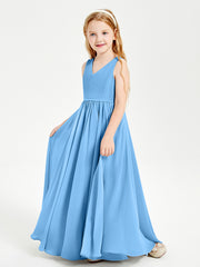 Robes de Demoiselle d'Honneur Junior Élégantes Sans Manches Bleu