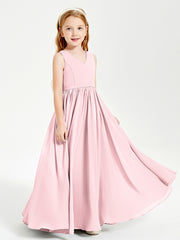 Robes de Demoiselle d'Honneur Junior Élégantes Sans Manches Rose Pâle
