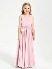Robes de Demoiselle d'Honneur Junior Élégantes Sans Manches Rose Pâle