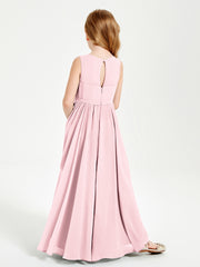 Robes de Demoiselle d'Honneur Junior Élégantes Sans Manches Rose Pâle