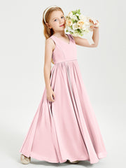 Robes de Demoiselle d'Honneur Junior Élégantes Sans Manches Rose Pâle