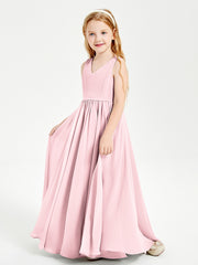 Robes de Demoiselle d'Honneur Junior Élégantes Sans Manches Rose Pâle